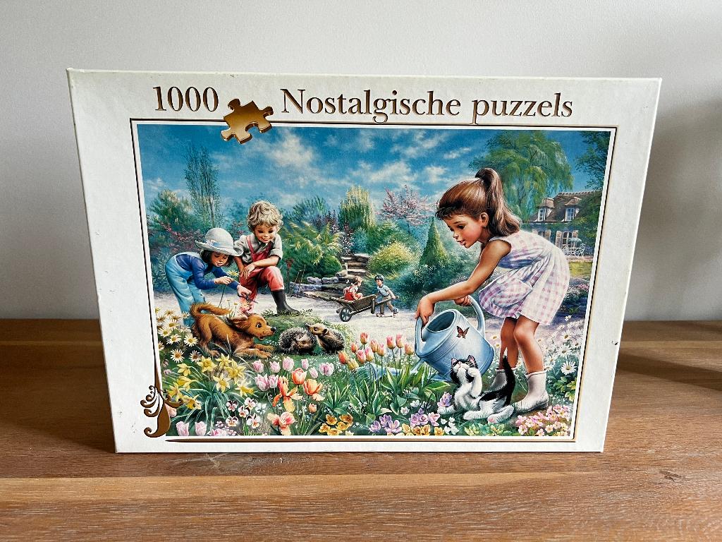 Nostalgische puzzel - Tuinidylle, Ophalen of Verzenden, 500 t/m 1500 stukjes, Zo goed als nieuw, Legpuzzel