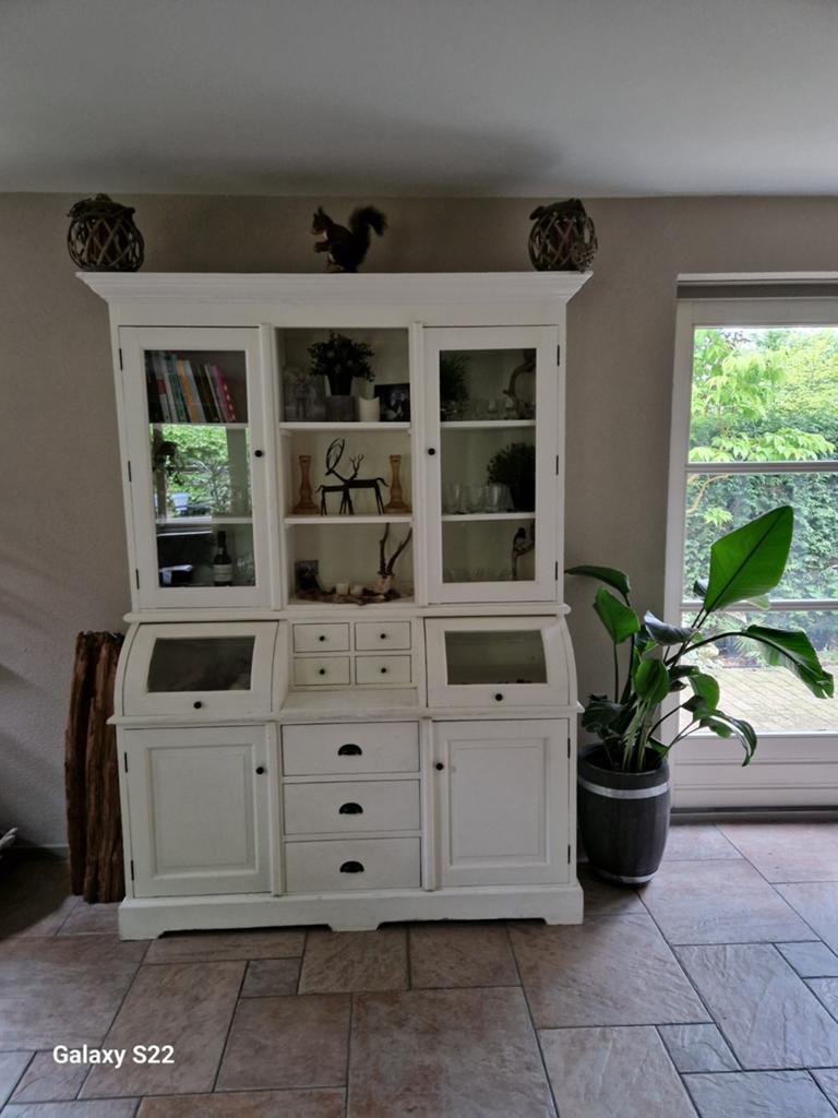 Landelijke buffetkast wit, Ophalen, Gebruikt, 200 cm of meer, Glas