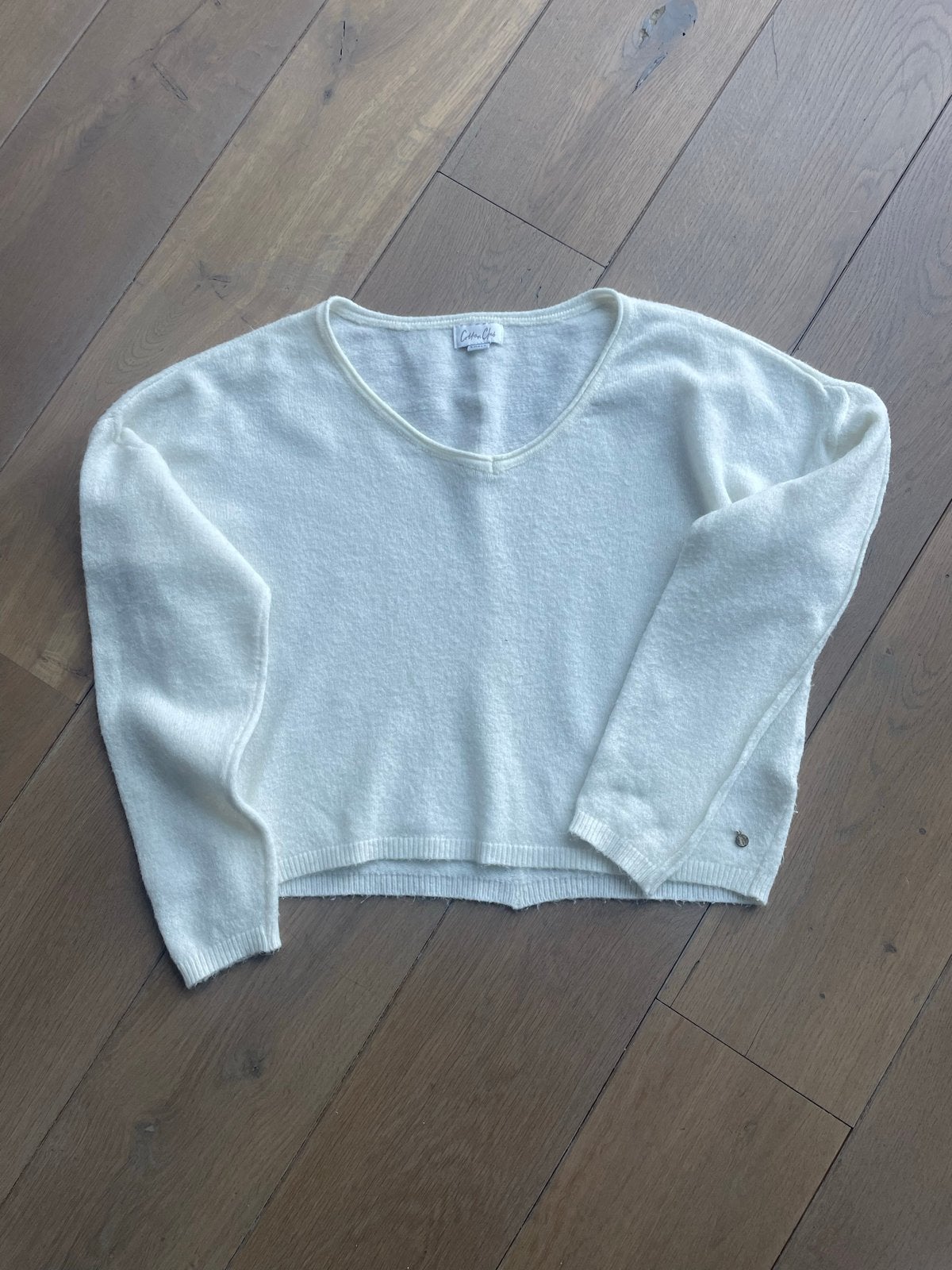 Witte trui met V-hals van Cotton Club, maat S, Ophalen of Verzenden, Gedragen, Maat 36 (S), Wit