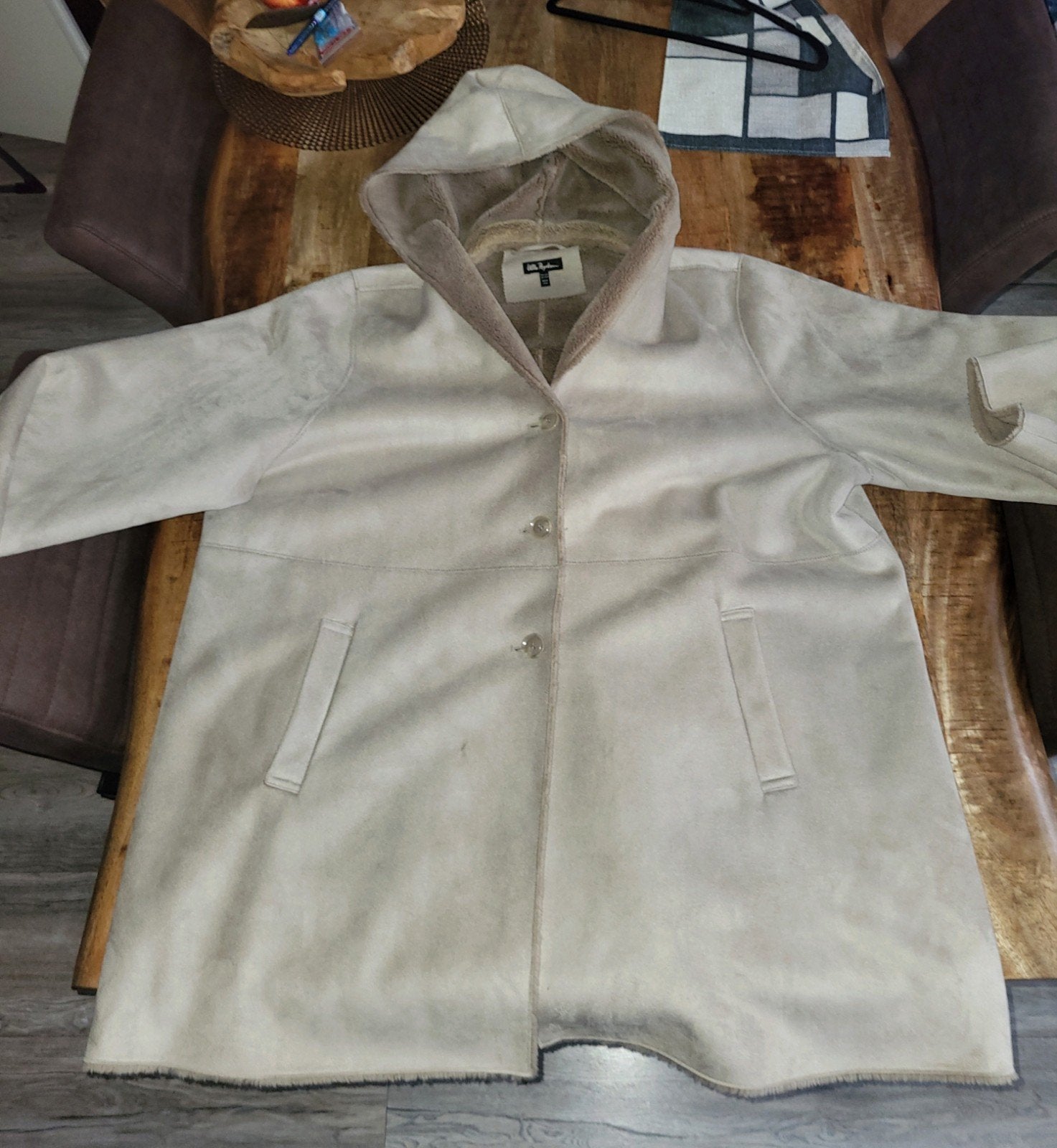Ulla Popken Lammy Coat 54/560, Beige, Ulla Popken, Ophalen of Verzenden, Jas of Mantel