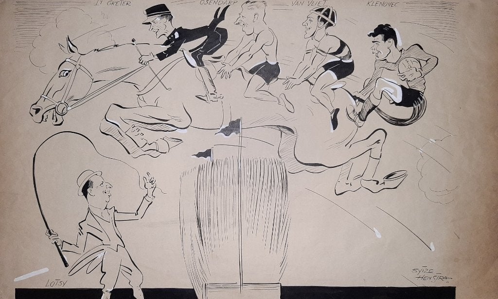 Uniek groot formaat tekeningen Olympische Dag 1936-1947-1955, Ophalen, Gebruikt, Overige sporten, Overige typen