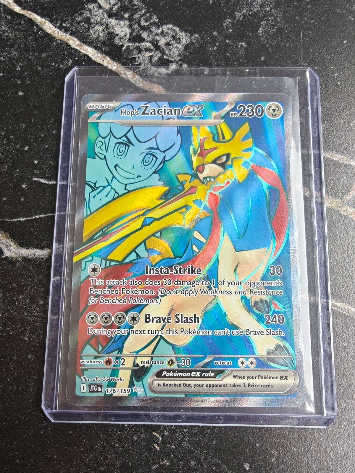 Hop's Zacian V Full Art 176/159 Pokémon Kaart, Ophalen of Verzenden, Zo goed als nieuw, Losse kaart, Foil
