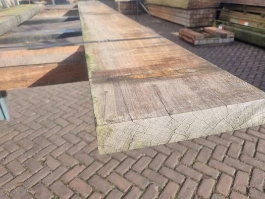 2 Hardhouten balken 6.0x30.0 cm / 3.00 m lang - nr: HB71, Tuin en Terras, Palen, Balken en Planken, Ophalen, Nieuw, Hardhout, 250 cm of meer
