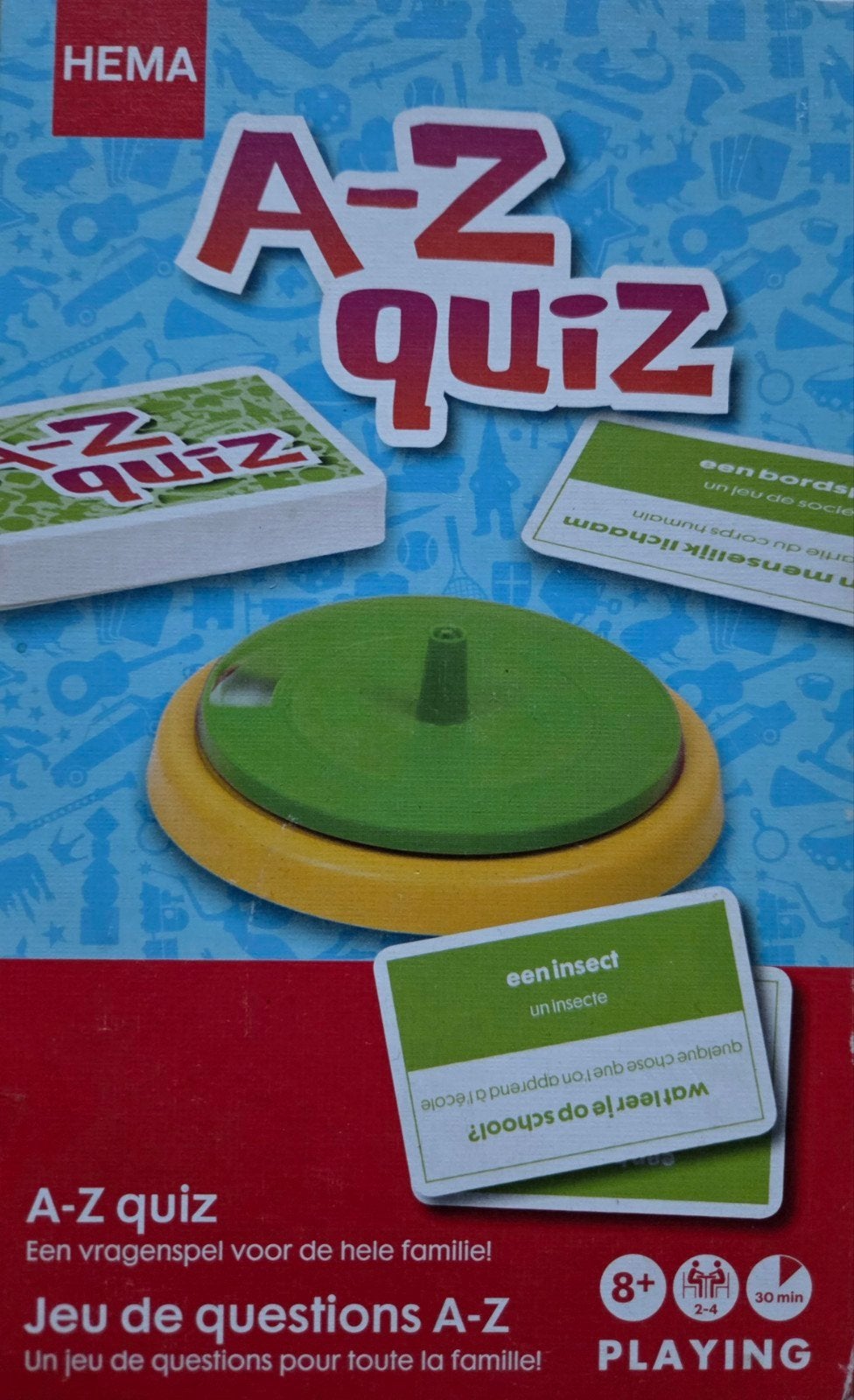 Hema A-Z Quiz Vragenspel voor de hele familie: Nú €4,50  !!!, Een of twee spelers, Ophalen of Verzenden, Zo goed als nieuw, Hema