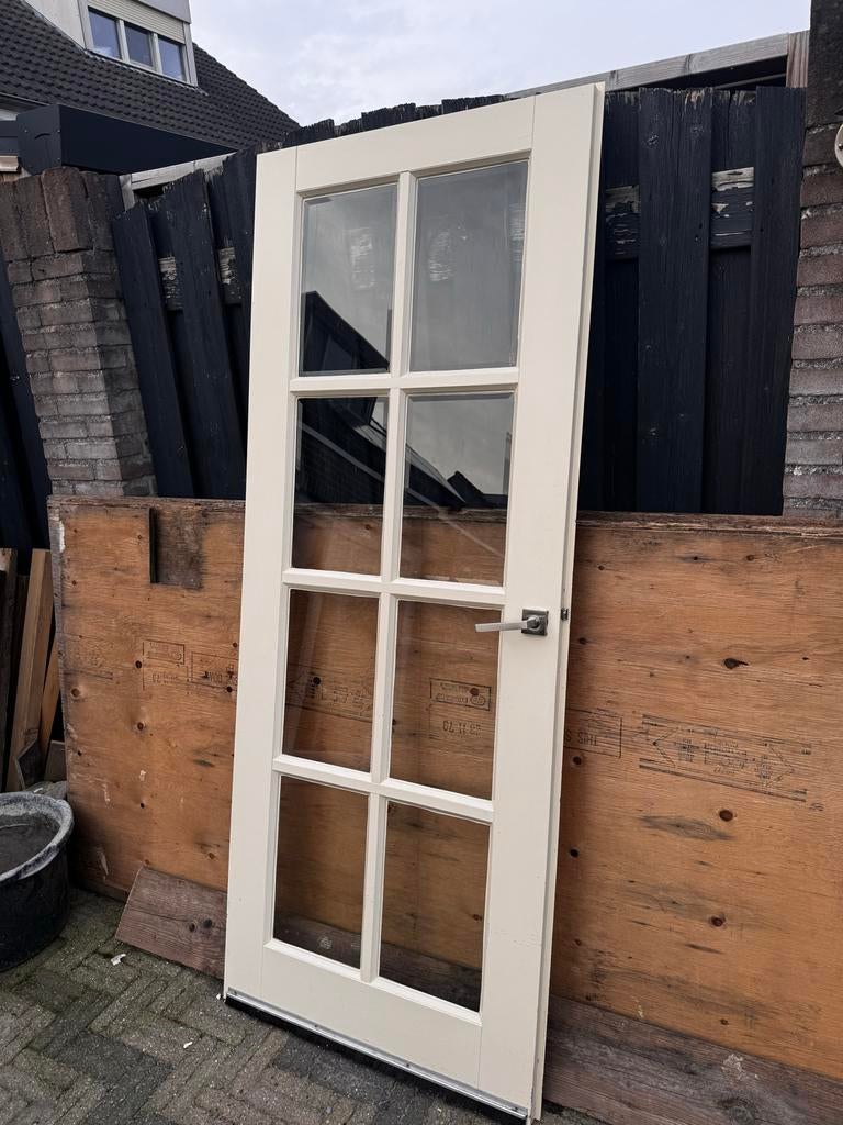 Opdek deur met facet geslepen glas, Ophalen, Gebruikt, 80 tot 100 cm, Binnendeur