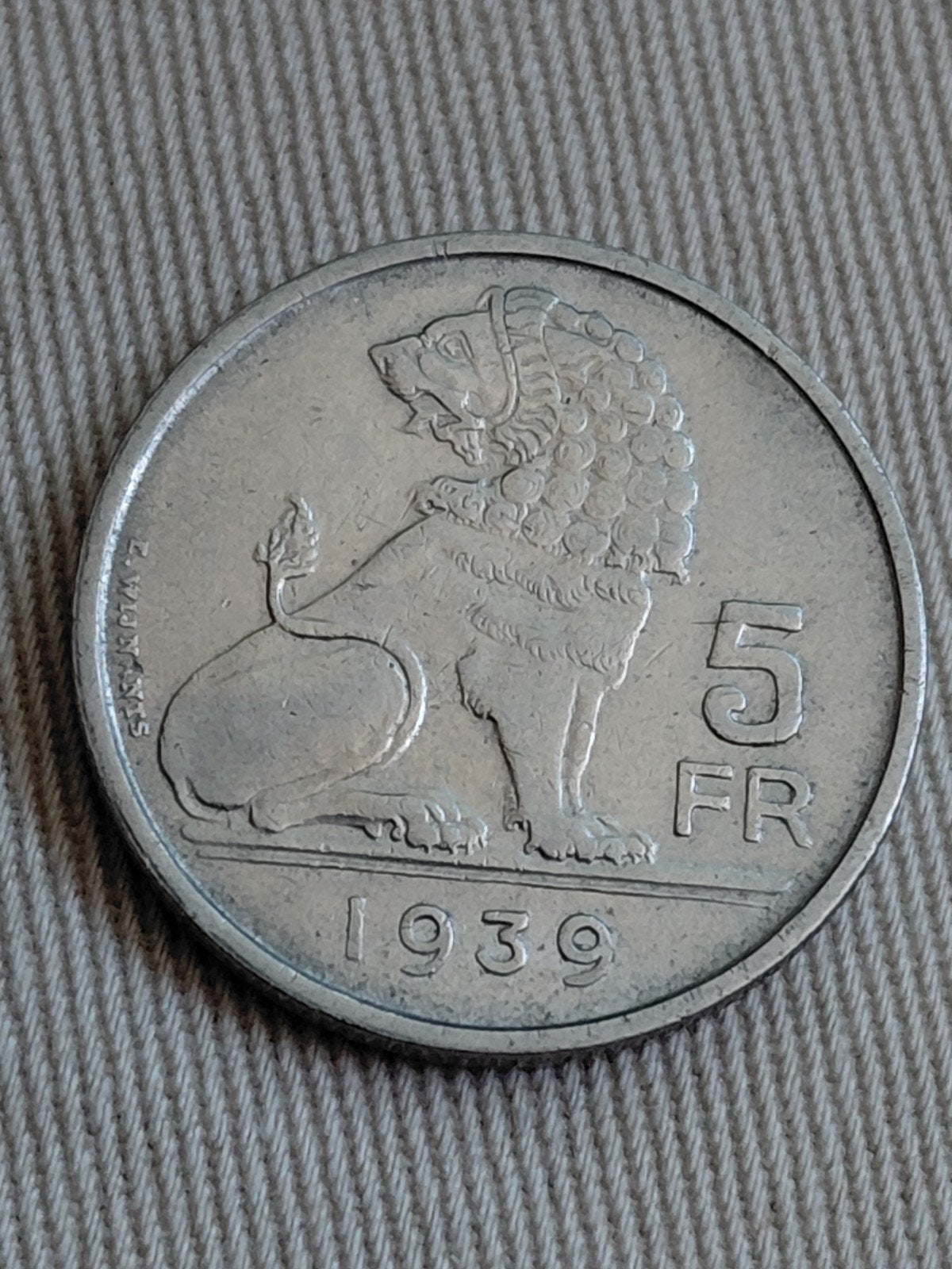 België 5 Franc 1939 België-Belgique positie B met ster, Postzegels en Munten, Munten | België, Verzenden, Overig, Losse munt