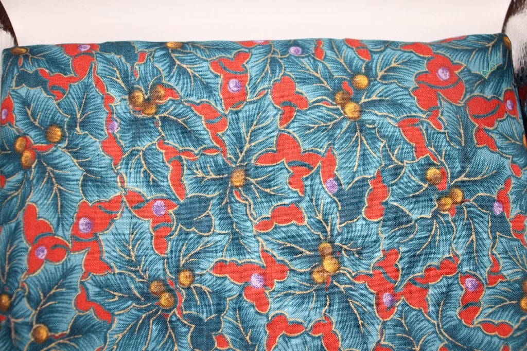 Coupon 100% katoen stof - rood groene bladeren kerst #4131, Hobby en Vrije tijd, Ophalen of Verzenden, 30 tot 120 cm, Katoen, Rood