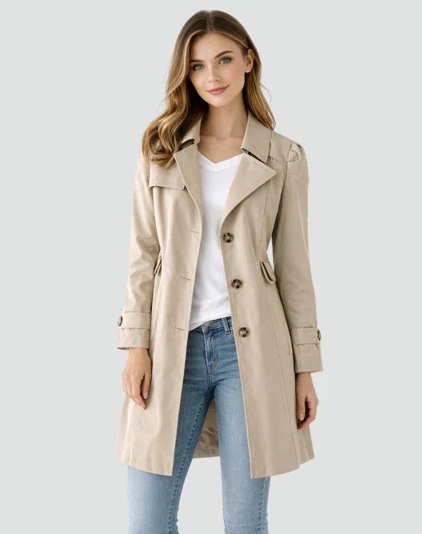 Trenchcoat Dames Slim Fit, Kleding | Dames, Ophalen of Verzenden, Nieuw, Maat 42/44 (L), Beige