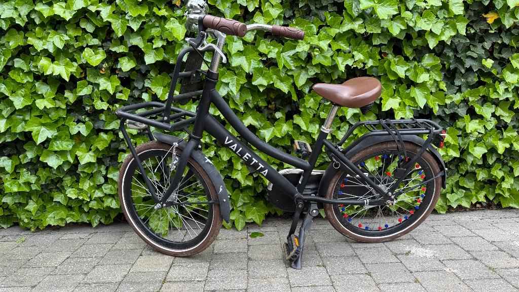 Kinderfiets meisje zwart, Ophalen, Gebruikt, Terugtraprem, 16 tot 20 inch