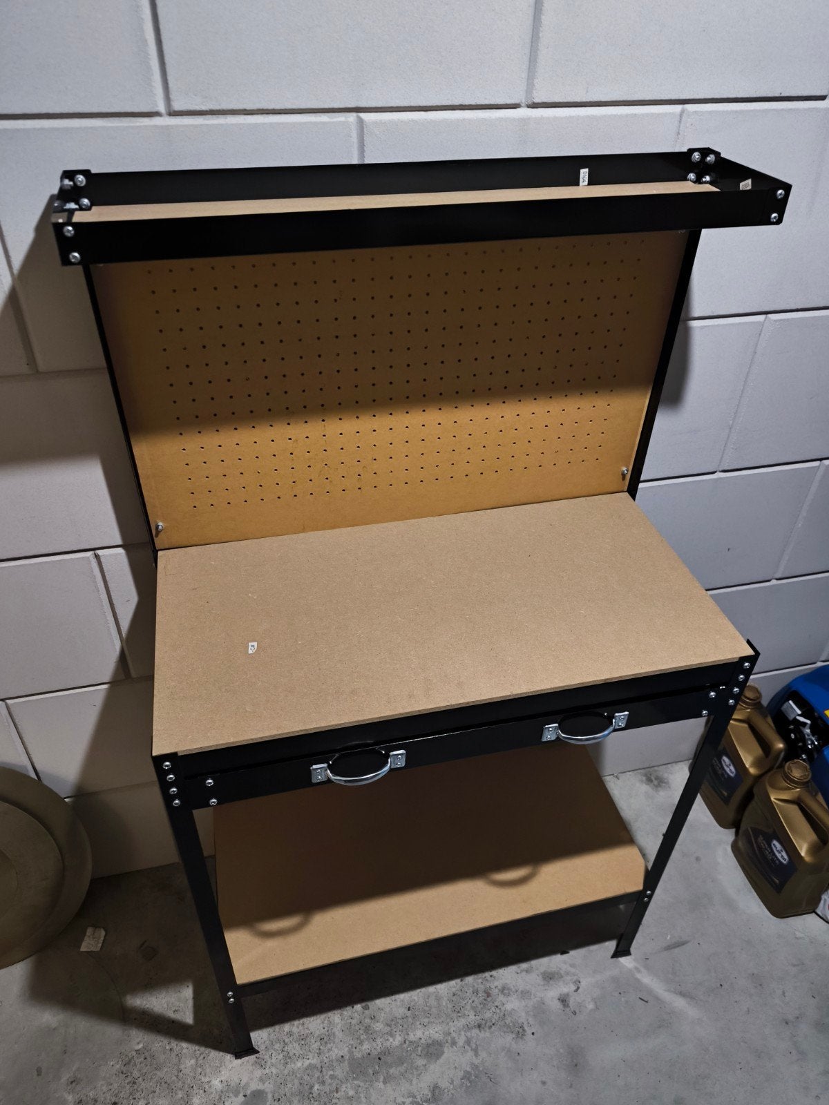 Tectake Universele Werkbank met Gaatjeswand en Lade, Ophalen, Zo goed als nieuw, 70 tot 120 cm