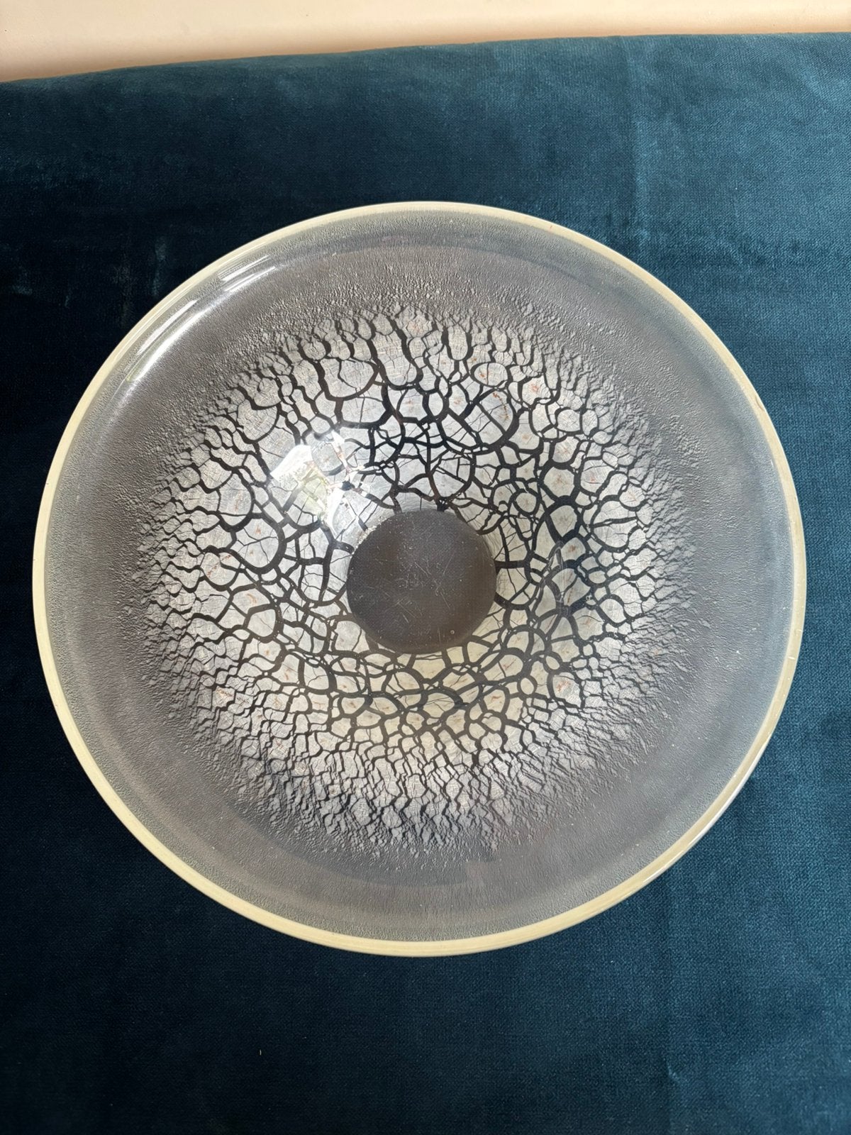Art Deco tin craquele' sierschaal fruitschaal glas ., Antiek en Kunst, Ophalen of Verzenden