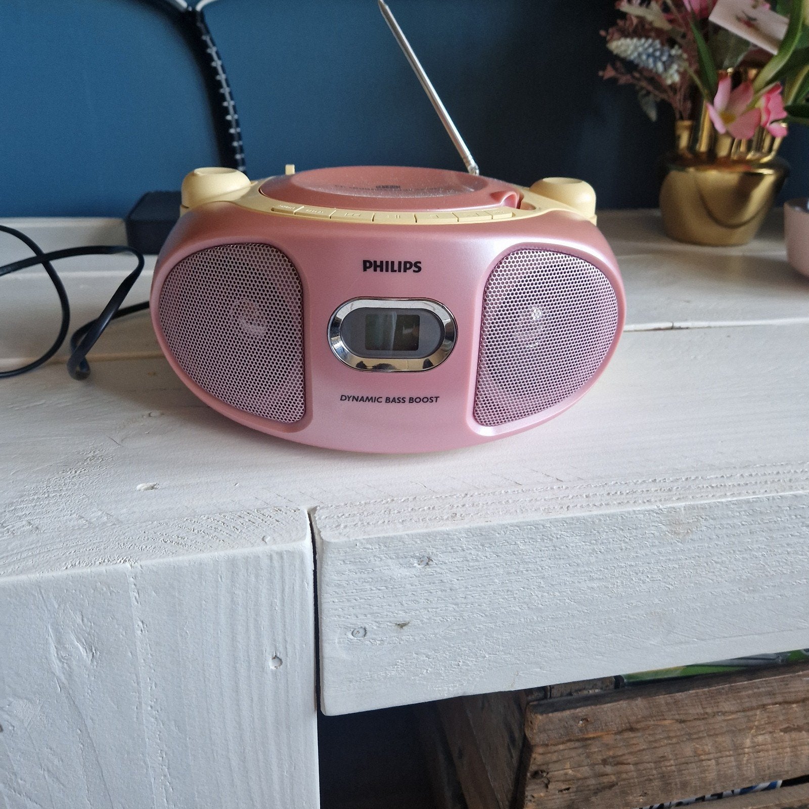 Philips CD Soundmachine AZ105C - Roze/Geel - Werkt nog, Philips, Gebruikt, Draagbaar, Ophalen of Verzenden