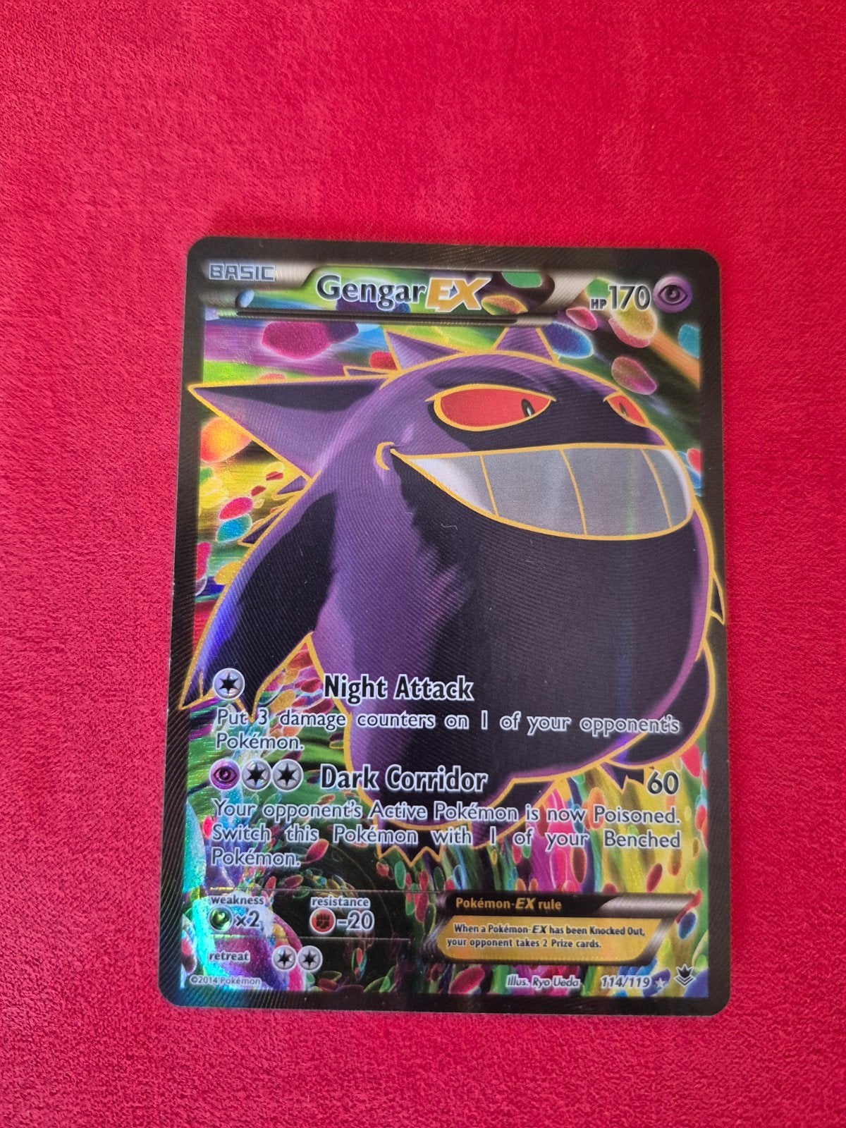 Gengar EX Pokémon Kaart - Full Art (114/119), Ophalen of Verzenden, Zo goed als nieuw, Losse kaart, Foil