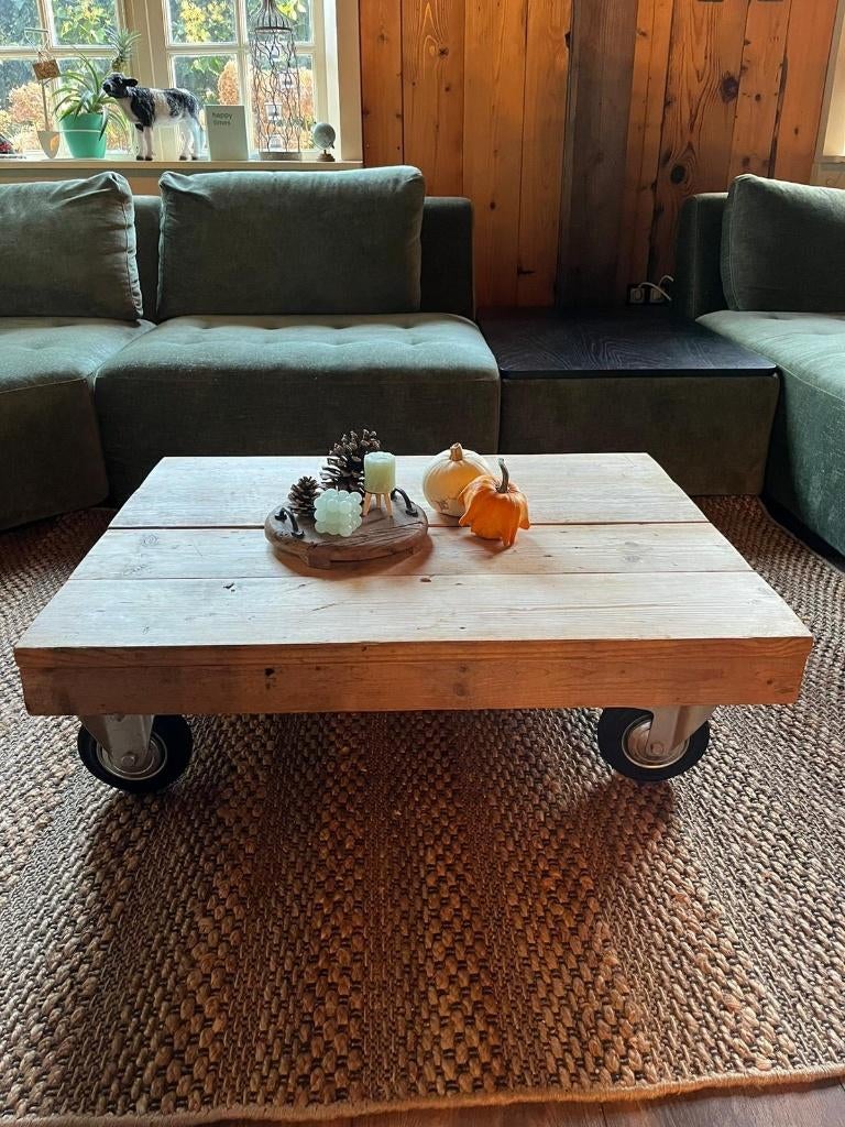 Salontafel Industrieel Steigerhout, Huis en Inrichting, Tafels | Salontafels, Ophalen, Gebruikt, 100 tot 150 cm, 50 tot 100 cm