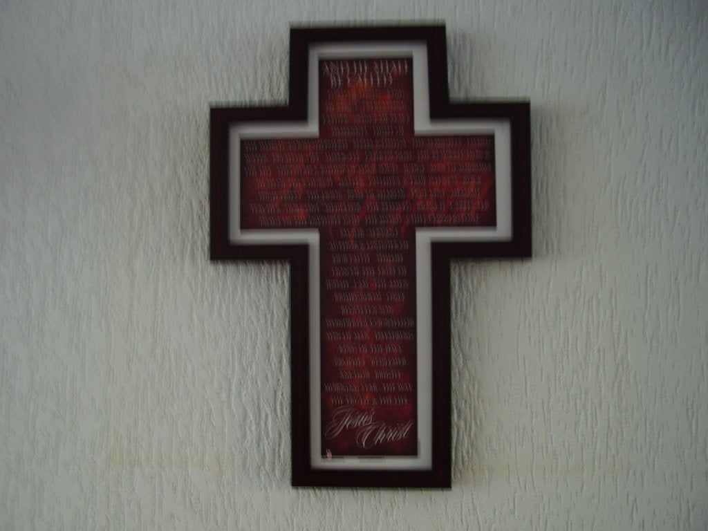 kruis religie jezus christ bijbek tekst hout sfeer decoratie, Verzamelen, Religie, Ophalen of Verzenden, Nieuw, Overige typen