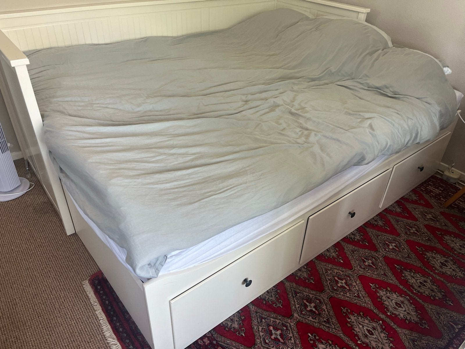 IKEA Hemnes verstelbaar 1/2 persoon bed met 3 lades - Wit, Ophalen, Eenpersoons, Wit, 80 cm