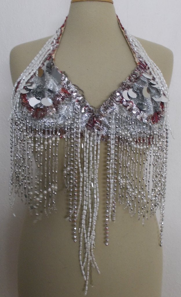 Ibiza/festival aparte handmade zilver glamour top! 40 cup B, Maat 38/40 (M), Ophalen of Verzenden, Zo goed als nieuw, Zonder mouw