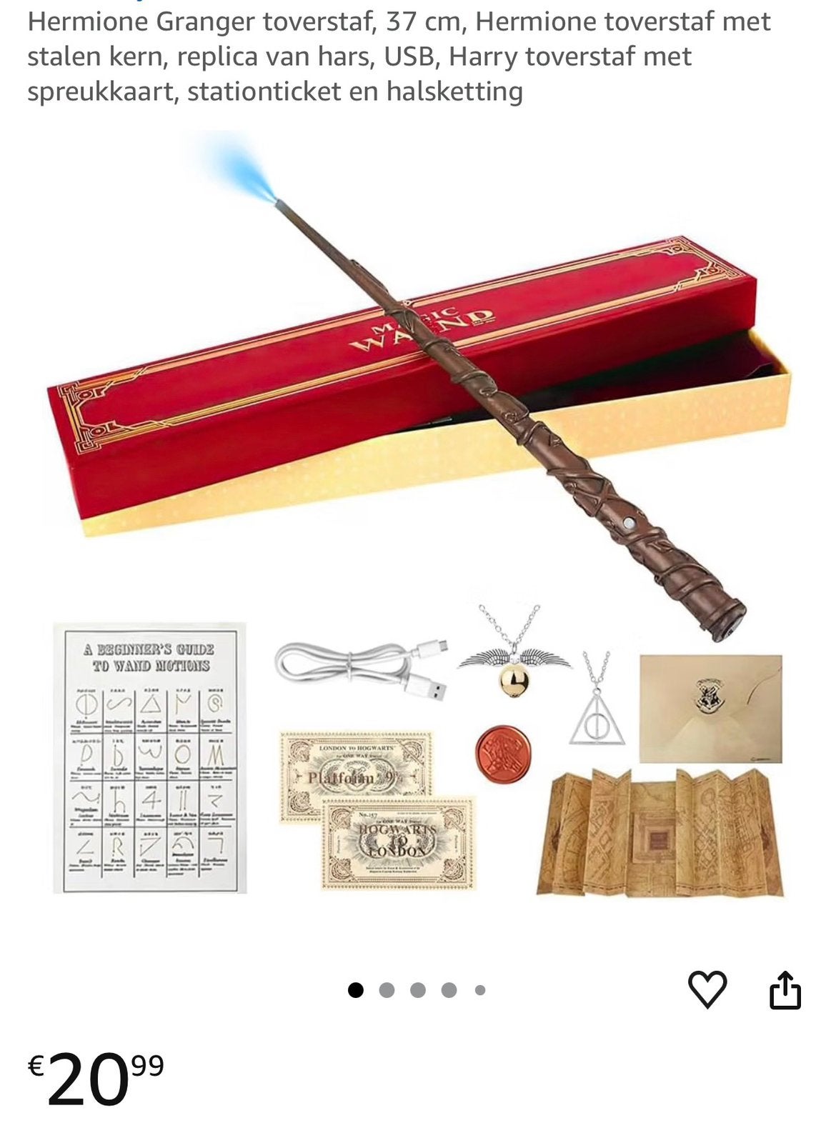 Hermione Granger toverstaf, 37 cm, Ophalen of Verzenden, Zo goed als nieuw, Actiefiguurtje