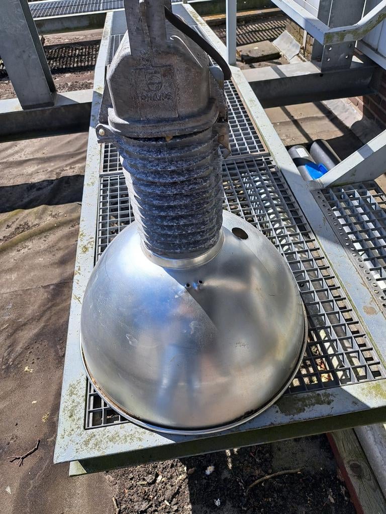 Vintage Industriële Hanglamp - Aluminium (ca. 50cm), Ophalen, Gebruikt, Industrieel, Vintage