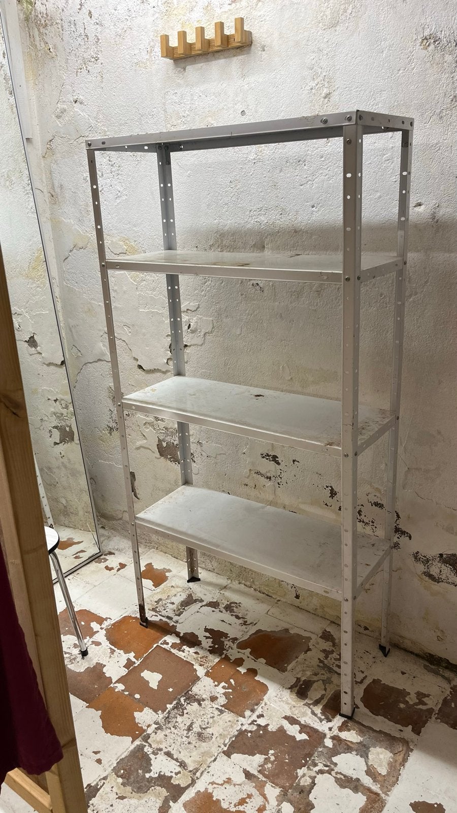 Vintage Metalen Opbergrek met 4 Planken 150 x 75 x 30, Ophalen, Gebruikt