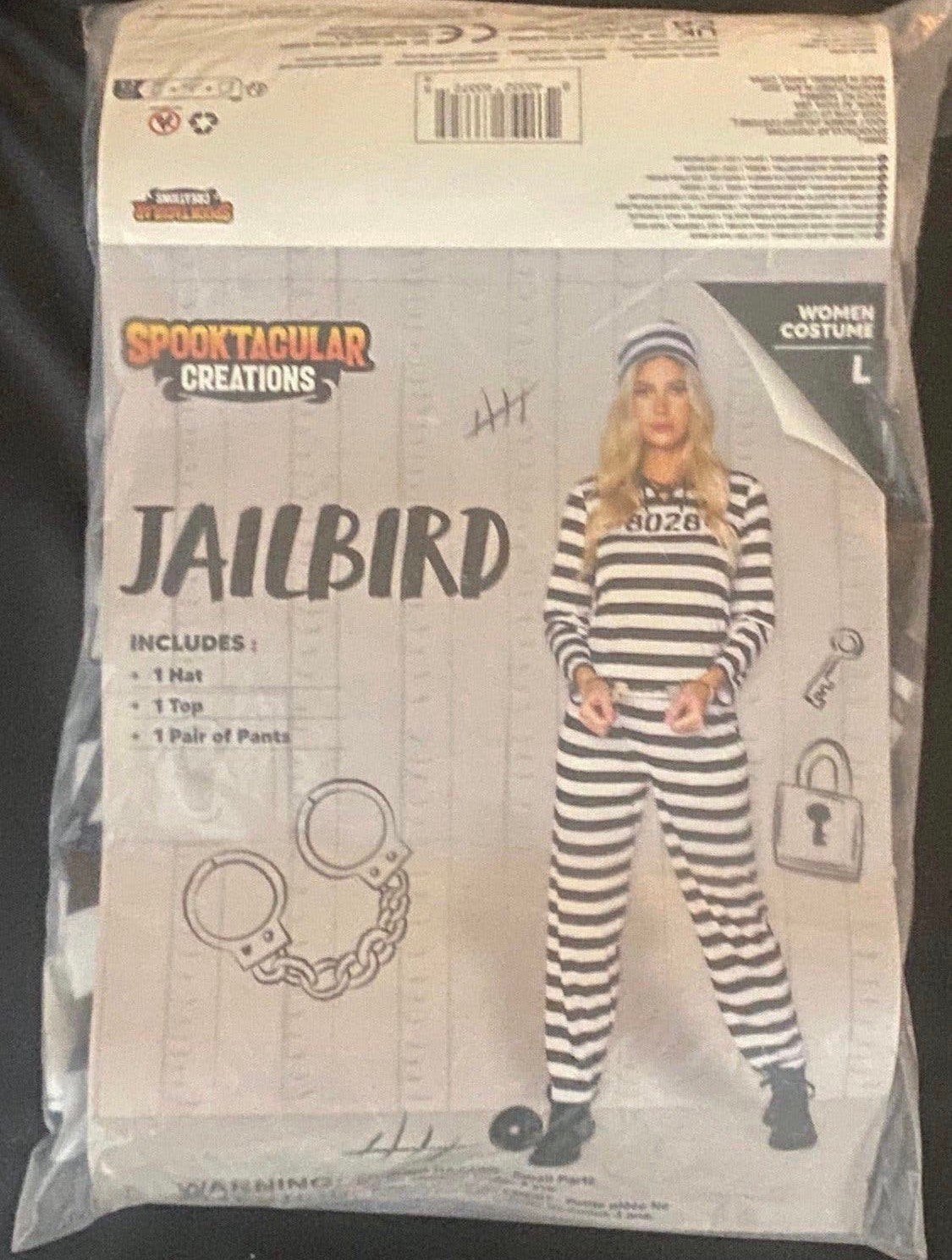 Spooktacular Creations Jailbird kostuum / Boevenpak maat L, Maat 52/54 (L), Carnaval, Nieuw, Ophalen of Verzenden