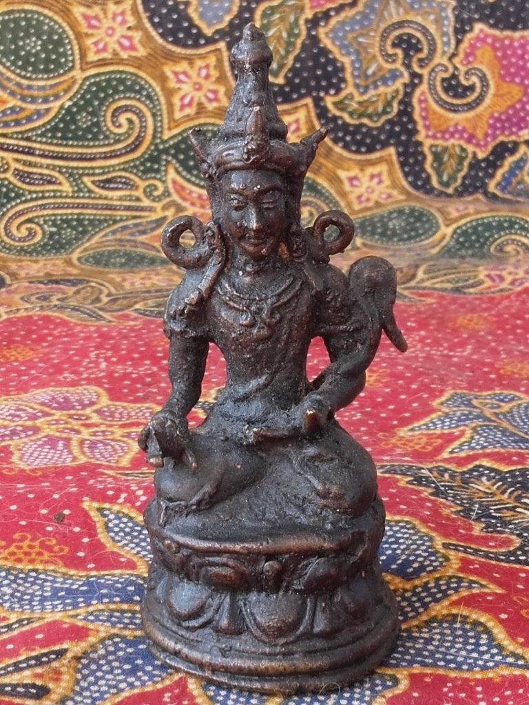 Mooi origineel antiek brons tempelbeeldje uit India 10,3 cm., Antiek en Kunst, India, Handgemaakt, Ophalen of Verzenden, Brons