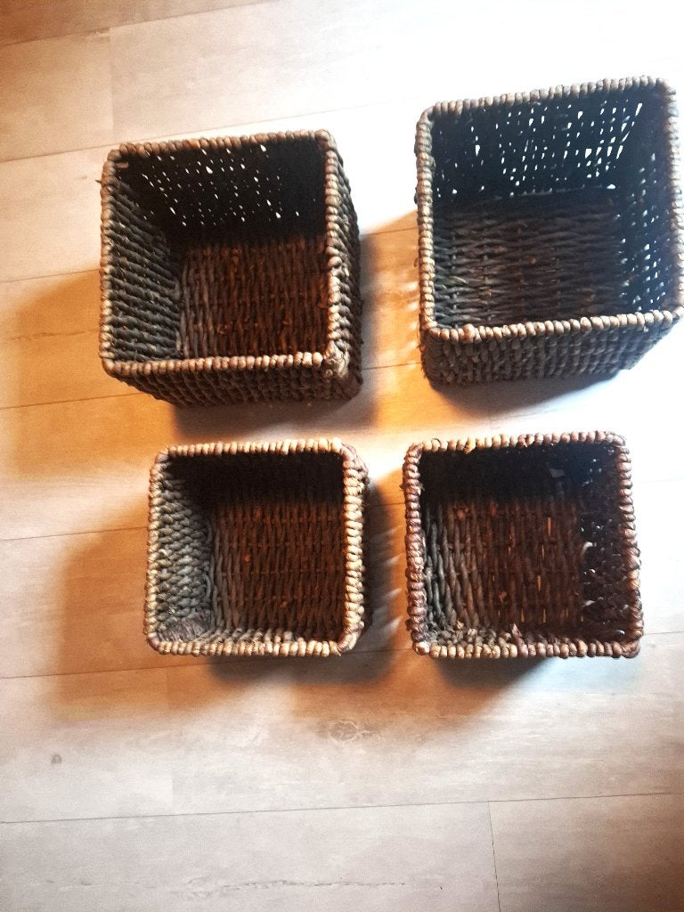 Mooie degelijke rieten mandjes, Gevlochten, Mand, Vierkant, Ophalen of Verzenden