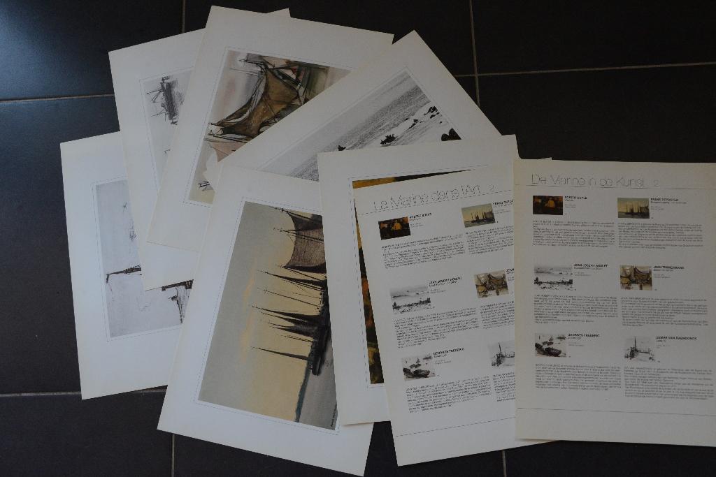 9 reproducties "De Marine in de kunst"., Ophalen of Verzenden