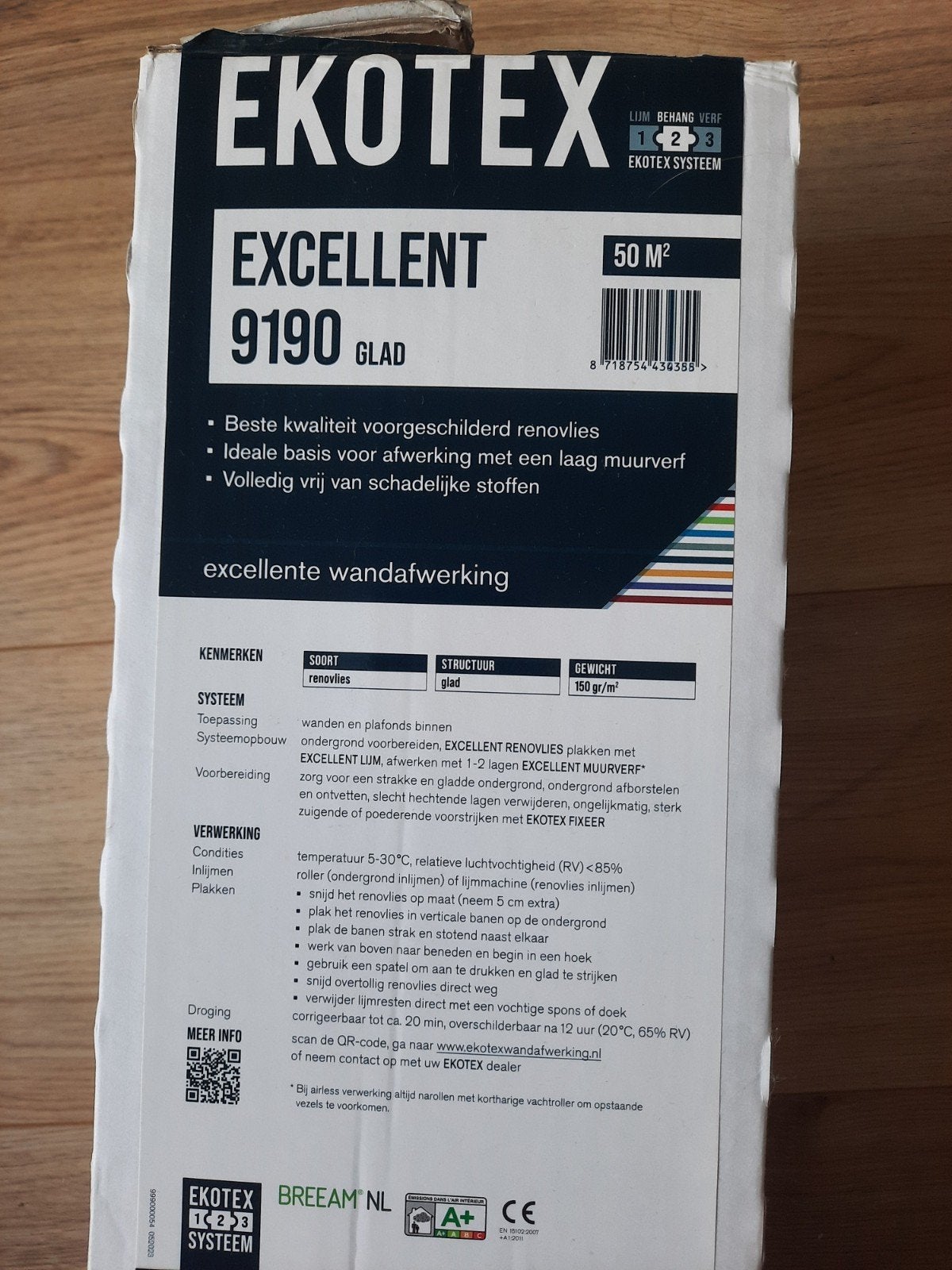 Ekotex renovlies behang 9190 halve rol, Huis en Inrichting, Ophalen, Wit, Renovlies, 10 tot 25 m²