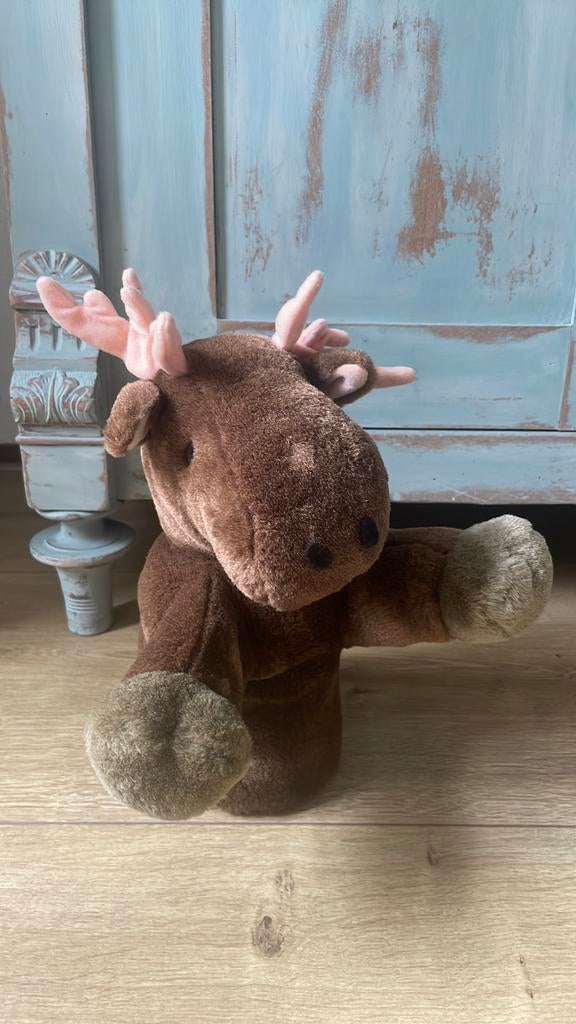 Fantastische handpop rendier pluche Lapland, Ophalen of Verzenden, Zo goed als nieuw, Overige typen