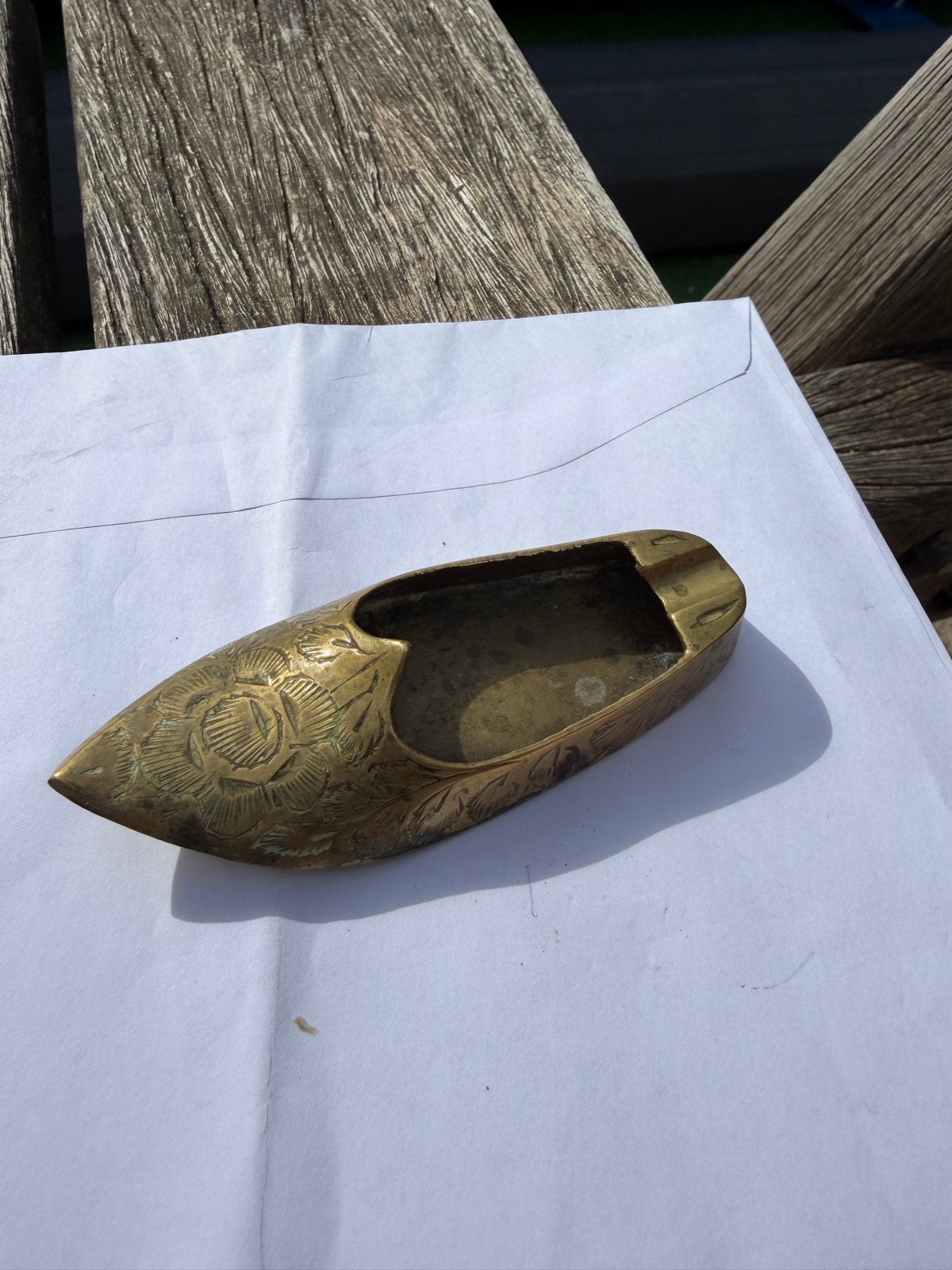 Vintage messing asbak in de vorm van een schoen, Ophalen of Verzenden