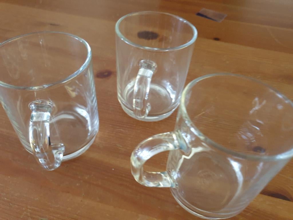 Duralex theekopjes, 3 stuk, Huis en Inrichting, Keuken | Servies, Ophalen of Verzenden, Gebruikt, Glas, Overige stijlen