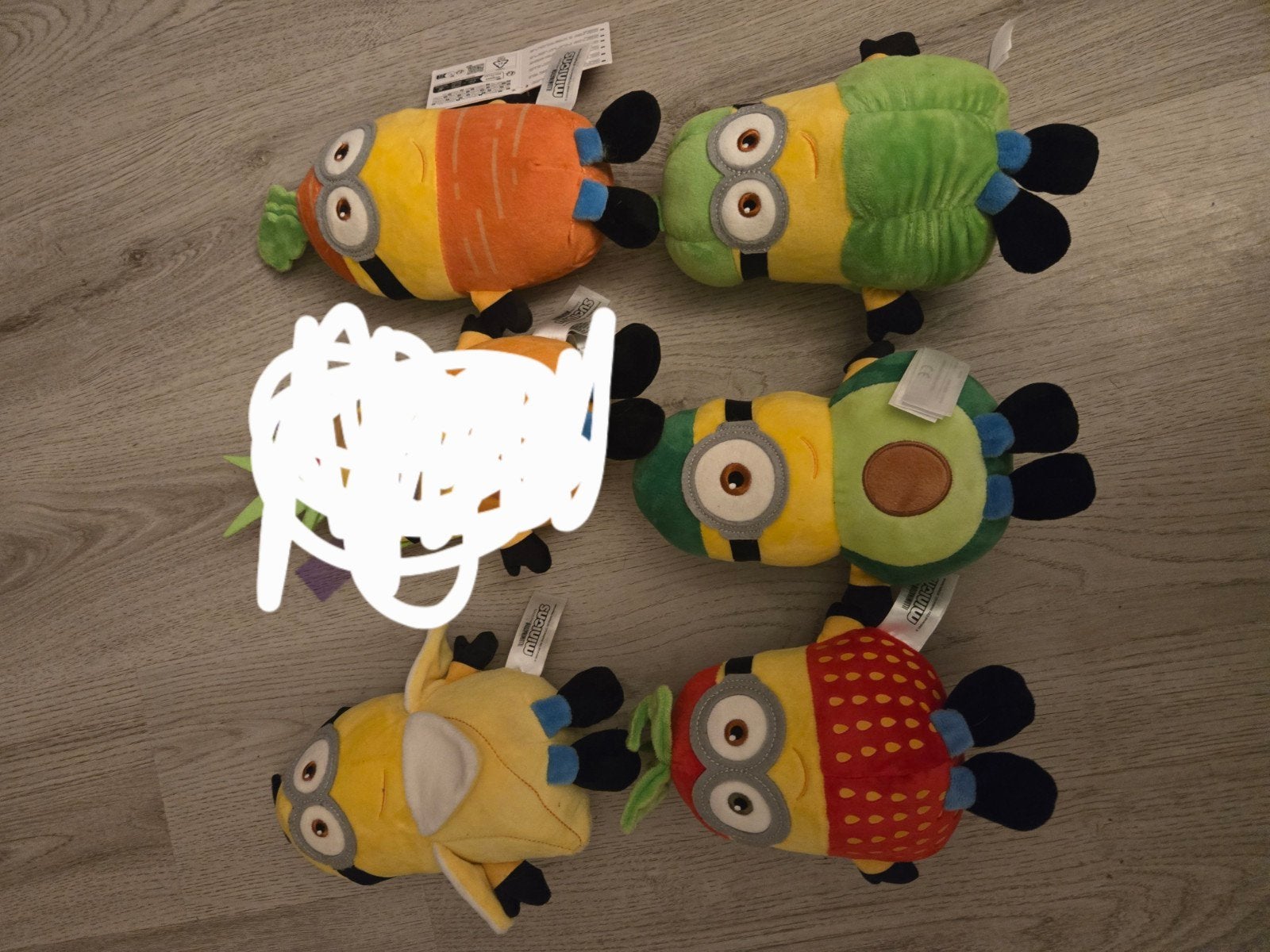 Minions knuffels - set van 5 stuks, Gebruikt, Overige merken, Overige karakters, Overige typen