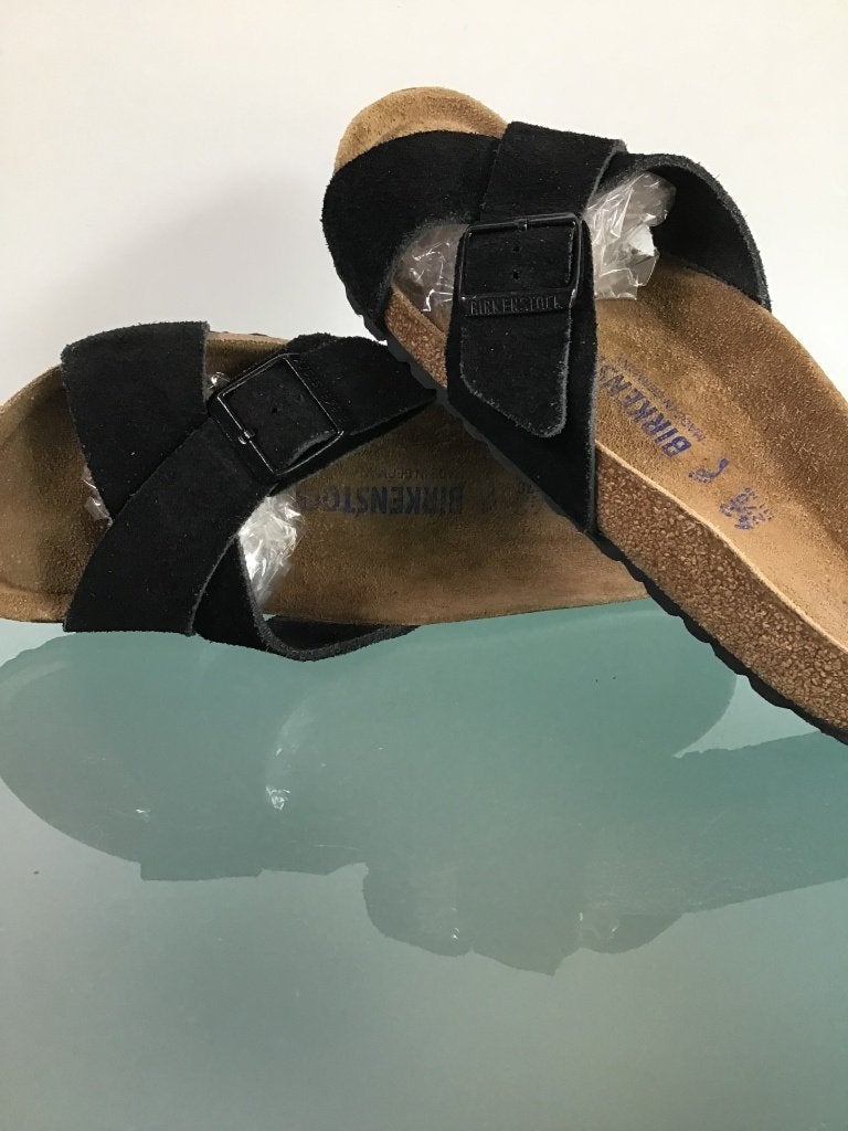 Birkenstock 42 | zwart | Soft Footbed | Gratis verzenden, Slippers, Verzenden, Zwart, Zo goed als nieuw