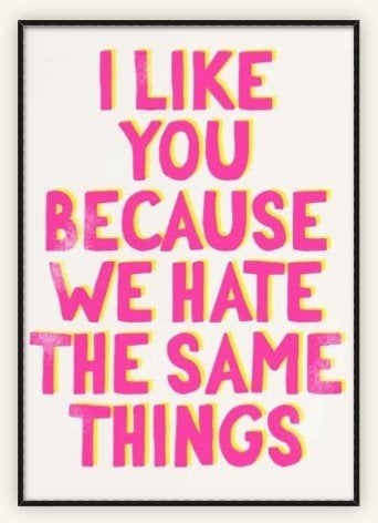 I like you because we hate the same things, Verzenden, Dieren en Natuur, Zeefdruk