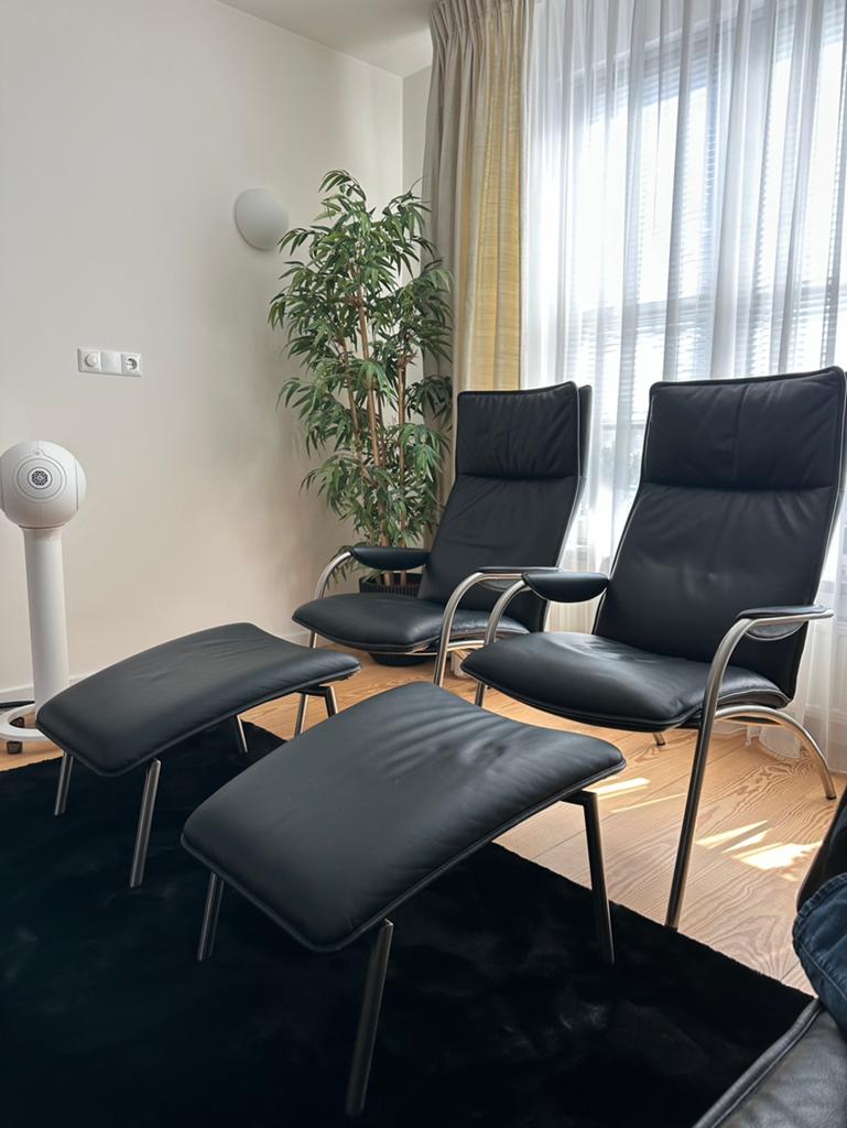 2 De sede desede DS 270 DS-270 stoel fauteuil  met 2x hocker, Ophalen of Verzenden, Zo goed als nieuw, 50 tot 75 cm, Leer