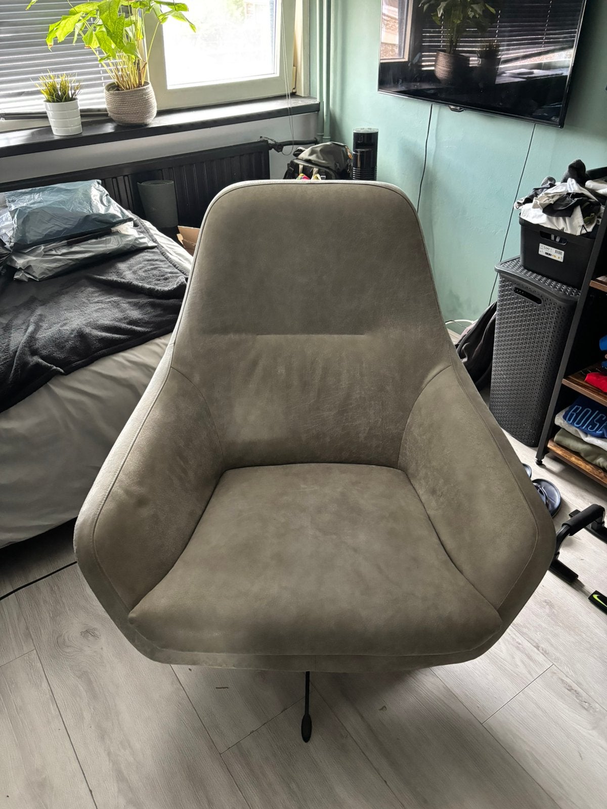 Pronto Draaifauteuil Stoel Grijs, Huis en Inrichting, Ophalen, Minder dan 75 cm, Leer, Cozy
