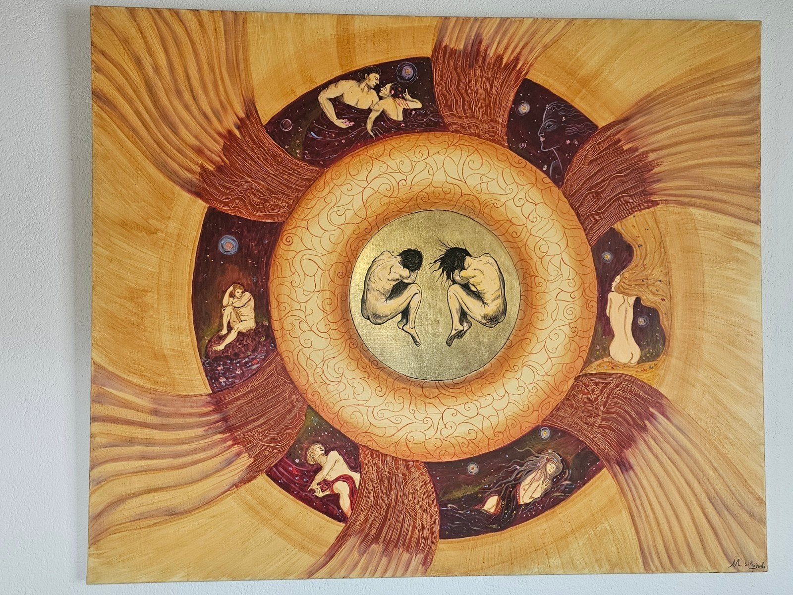 Uniek handgeschilderd kunstwerk: 'De Cirkel van het Leven', Ophalen of Verzenden