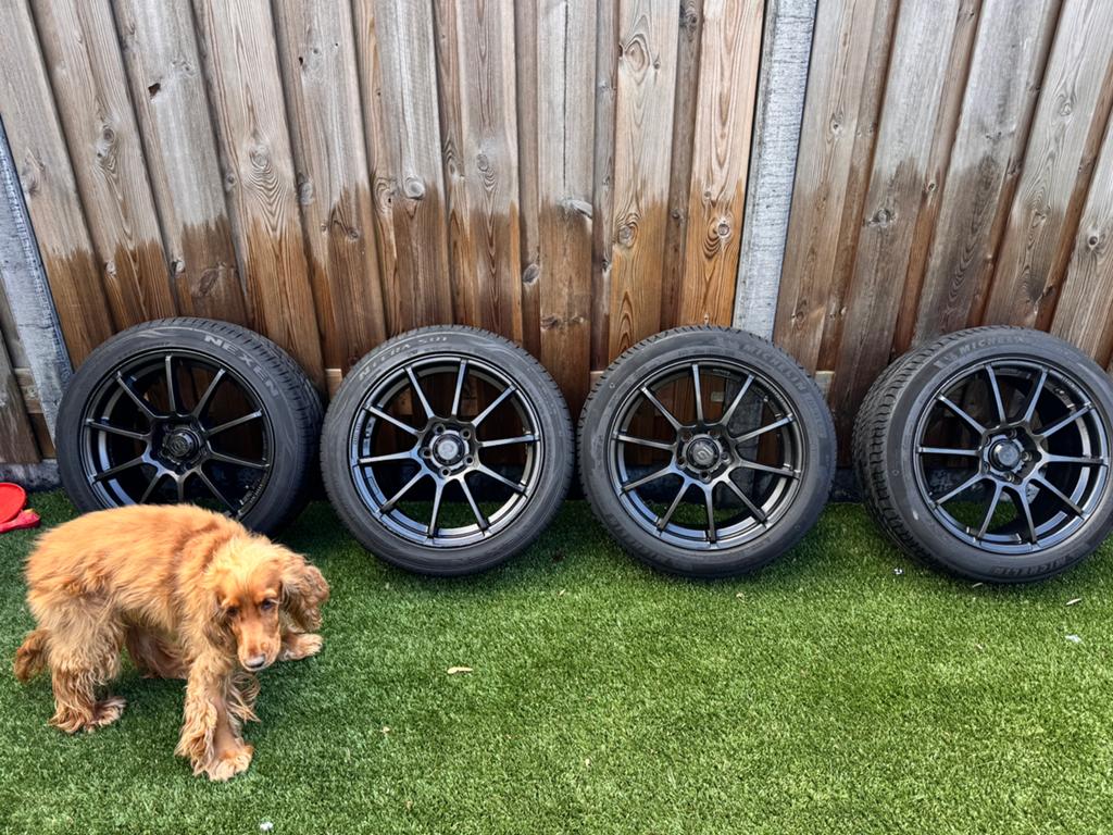 JDM Sparco Assetto Gara 17" velgen met Michelin zomerbanden, Gebruikt, Banden en Velgen, 17 inch, Ophalen of Verzenden