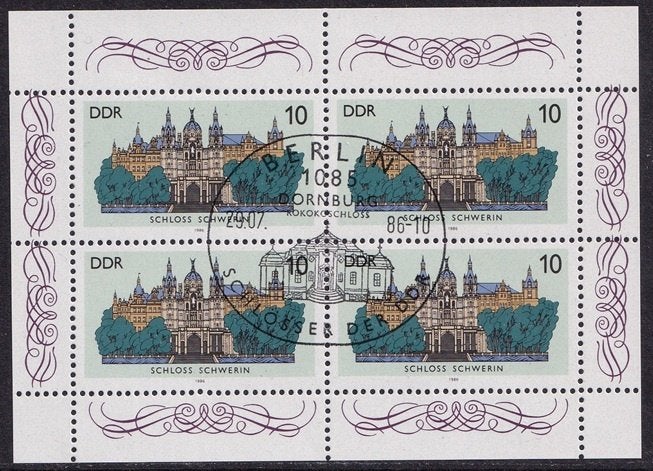 B577 - DDR Oost Duitsland michel 3032/3033 gestempeld in vel, Verzenden, DDR, Gestempeld