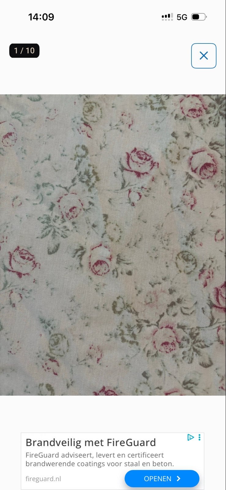 Vintage Vitrage Gordijnen met Rozenprint - Set van 2, Vitrage, Wit, Ophalen of Verzenden, Lichtdoorlatend
