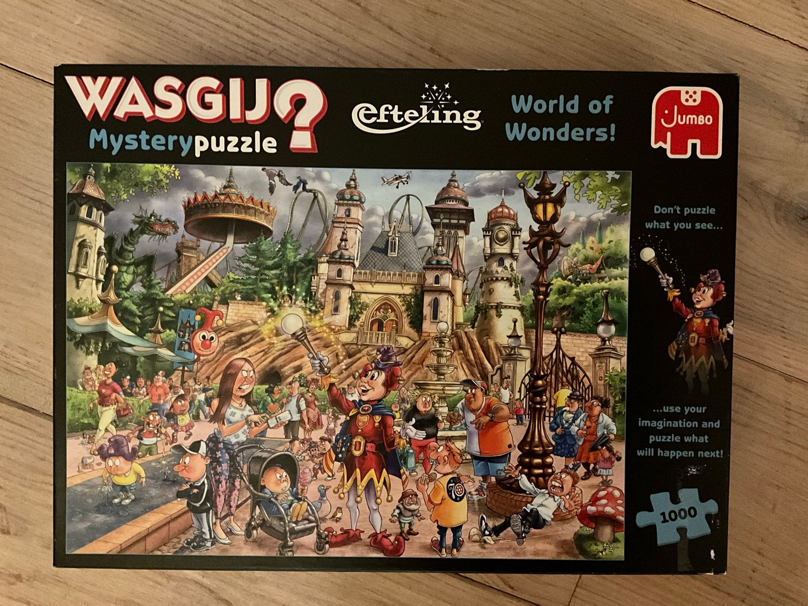 Wasgij Mystery Puzzel Efteling World of Wonders 1000 stukjes, Ophalen of Verzenden, 500 t/m 1500 stukjes, Zo goed als nieuw, Legpuzzel