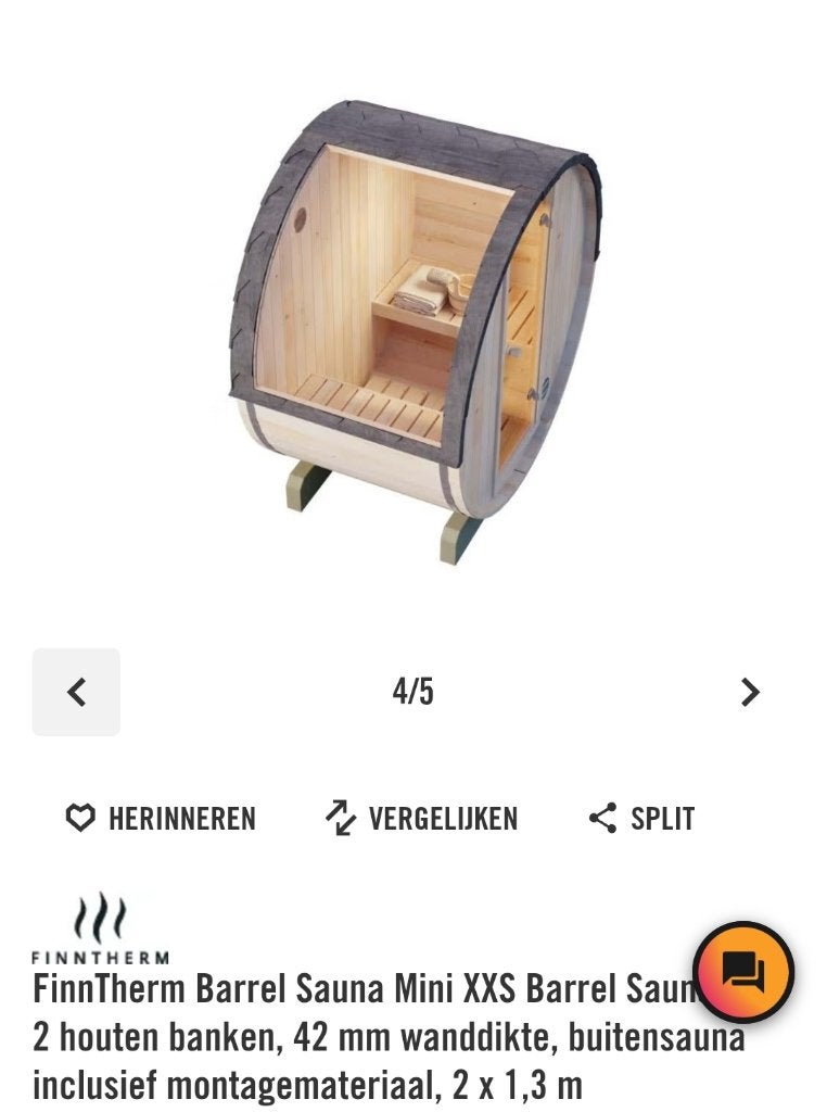FinnTherm barrelsauna compleet | Sentiotec oven, Sport en Fitness, Ophalen, Zo goed als nieuw, Fins of Traditioneel, Complete sauna