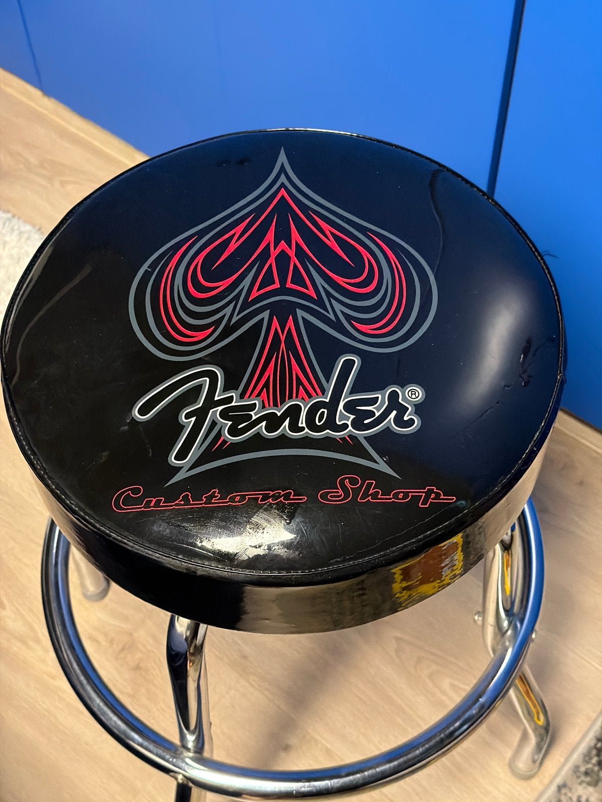 Fender Custom Shop Kruk - Zwart met Spade Logo, Ophalen, Gebruikt, 60 tot 90 cm, 1 kruk