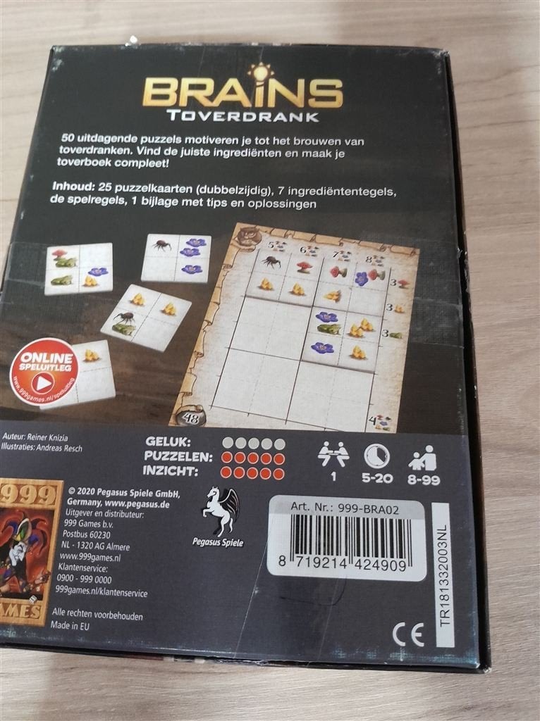 Brains 50 pittige denkpuzzels - toverdrank - 999 games - s39, Verzenden, Zo goed als nieuw
