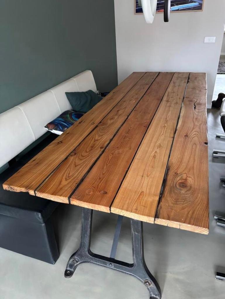 Robuust houten tafelblad 240x90 - Binnen en buiten, Ophalen, Gebruikt, 200 cm of meer, 50 tot 100 cm