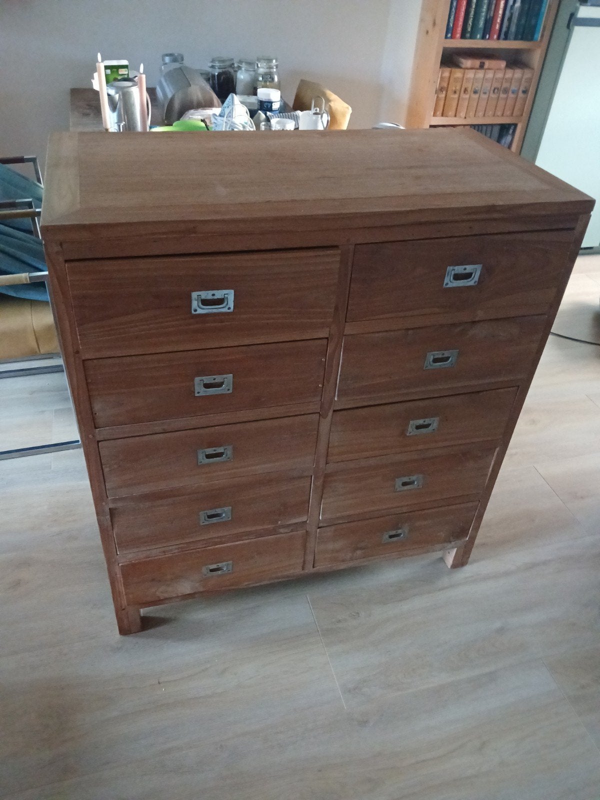 Teakhouten ladekast, Huis en Inrichting, Ophalen, Gebruikt, 5 laden of meer, 100 tot 150 cm