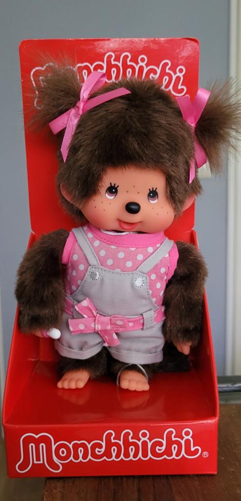Monchhichi meisje met tuinbroekje, Ophalen of Verzenden, Nieuw, Overige typen