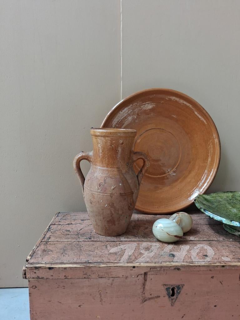 Antieke terracotta kruik amfoor 26 cm hoog., Antiek en Kunst, Antiek | Keramiek en Aardewerk, Ophalen of Verzenden