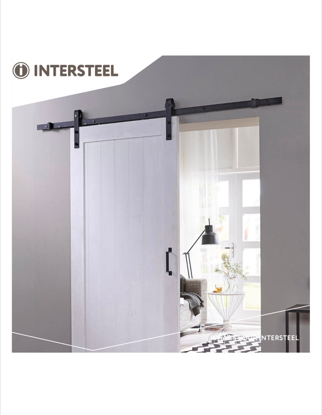 Intersteel schuifdeursysteem 100 cm, Doe-het-zelf en Verbouw, Ophalen, Nieuw, Rvs, Schuif of Grendel